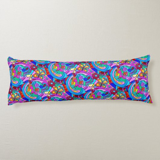 70 hippie retro groovy liefdespatroon lichaamskussen (Achterkant)