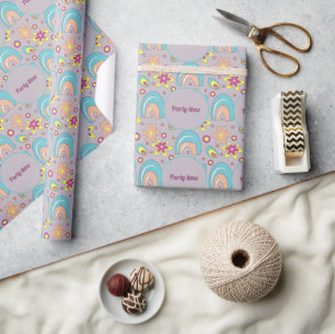 70-inch Blauwgroen kleurenzomerpatroon Cadeaupapier