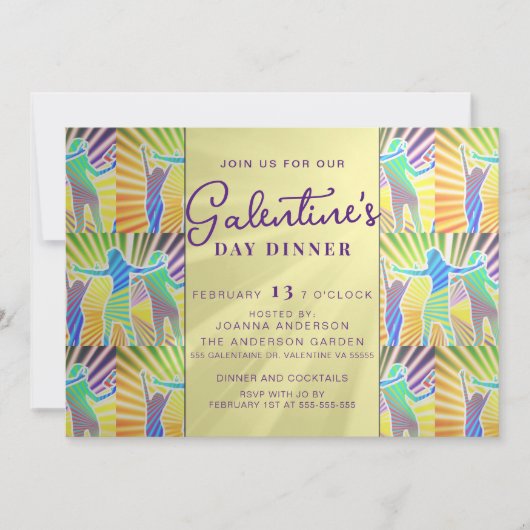 70-inch Disco Retro Faux Gold Galentine Dinner Bru Kaart (Voorkant)