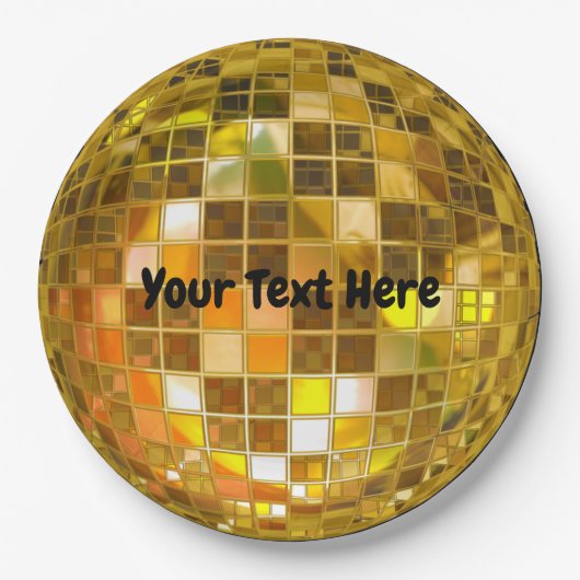 70-inch Gold Disco Ball 9-inch Papieren Bordje (Voorkant)