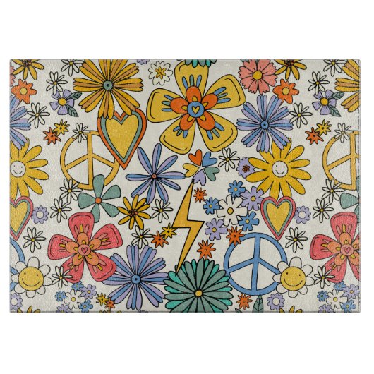 70-inch hippy Style Floral Snijplank (Voorkant)