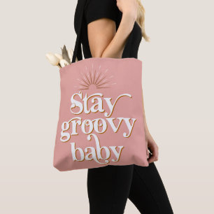 70-inch Retro Blush Pink Blijf Groovy Baby Hippie Tote Bag