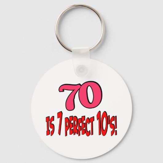 70 is 7 perfecte 10's (PINK) Sleutelhanger (Voorkant)