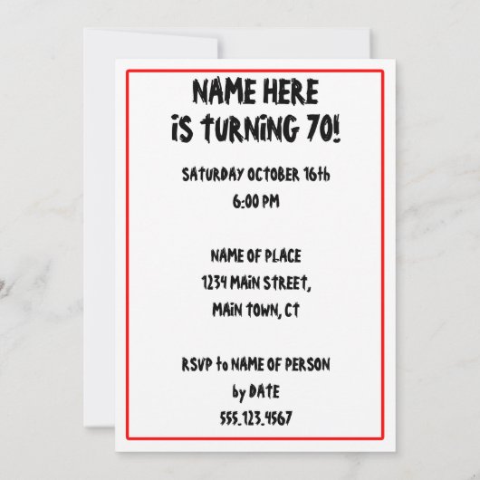 70 is niet dodelijk, maar oude grappige grimmige m kaart (Achterkant)