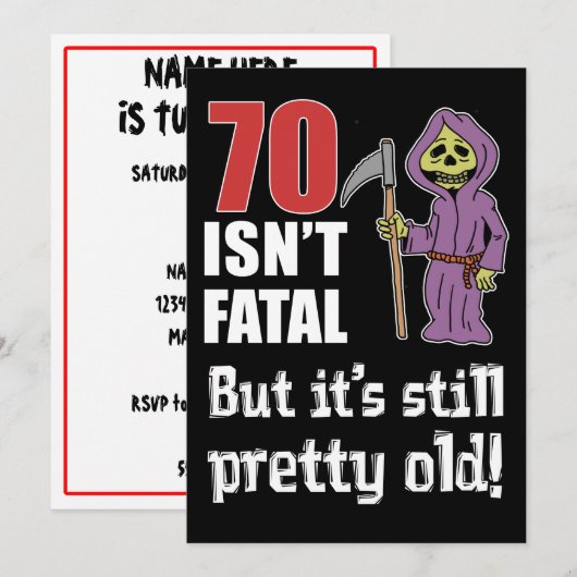 70 is niet dodelijk, maar oude grappige grimmige m kaart (Voorkant / Achterkant)