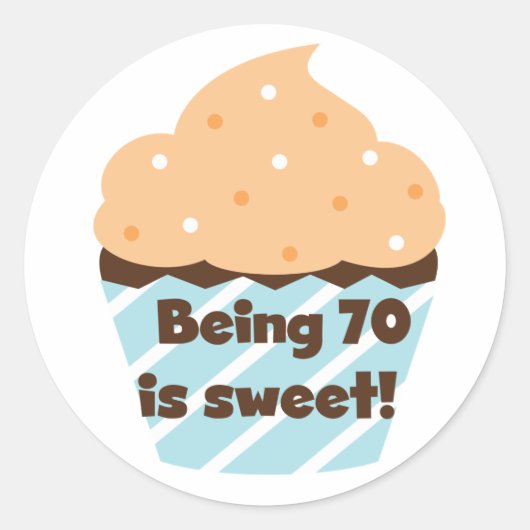 70 is zoete T-shirts en cadeautjes op de dag van d Ronde Sticker (Voorkant)