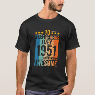 70 jaar als Man Vintage geboren in juli 1951 T-shirt