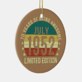 70 jaar Birthday Juli 1952 Limited Edition 70th Keramisch Ornament (Rechts)