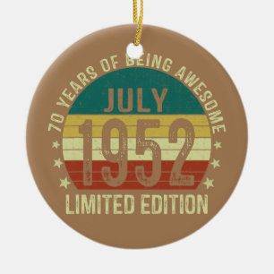 70 jaar Birthday Juli 1952 Limited Edition 70th Keramisch Ornament