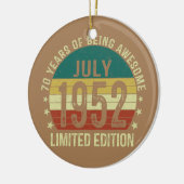 70 jaar Birthday Juli 1952 Limited Edition 70th Keramisch Ornament (Links)