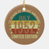 70 jaar Birthday Juli 1952 Limited Edition 70th Keramisch Ornament (Achterkant)