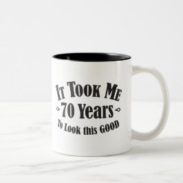 70 jaar duurde het zeventig jaar om er zo goed uit tweekleurige koffiemok