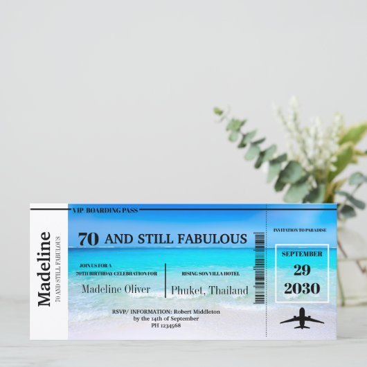 70 jaar en nog steeds Fabulous Boarding Pass Birth (Staand voorkant)