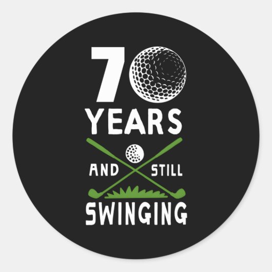 70 jaar en nog steeds swingend 70e golfen ronde sticker (Voorkant)