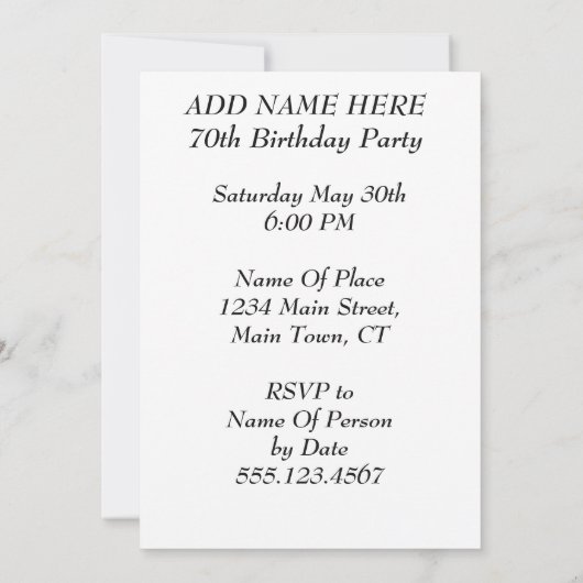 70 jaar Geweldige zijn Kaart (Achterkant)