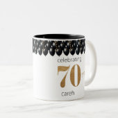 70 jaar glimlachen en sips tweekleurige koffiemok (Voorkant rechts)