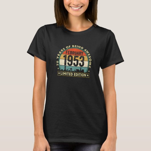 70 jaar oud 70e verjaardag februari 1953 t-shirt (Voorkant)