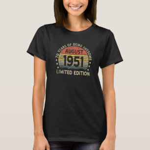 70 jaar oud augustus 1951 70e verjaardag t-shirt
