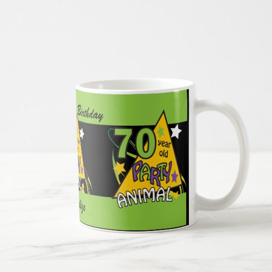 70 jaar oud dier - 70e verjaardag koffiemok (Rechts)