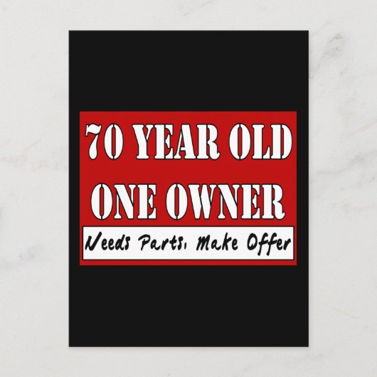 70 jaar oud, één eigenaar - heeft onderdelen nodig briefkaart (Voorkant)