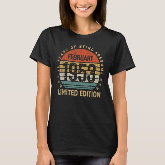 70 jaar oud februari 1953 70e verjaardag t-shirt (Voorkant)