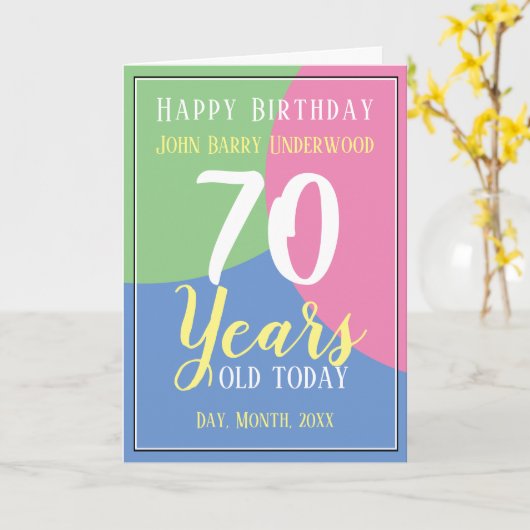 70 jaar oud. Gelukkige 70ste verjaardag Kaart (Gele Bloem)