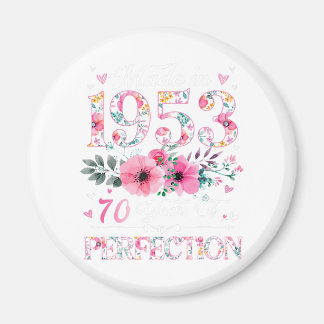 70 jaar oud gemaakt in 1953 Floral 70th Birthday G Magneet