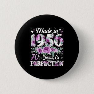 70 jaar oud gemaakt in 1956 bloem 70ste verjaardag ronde button 5,7 cm