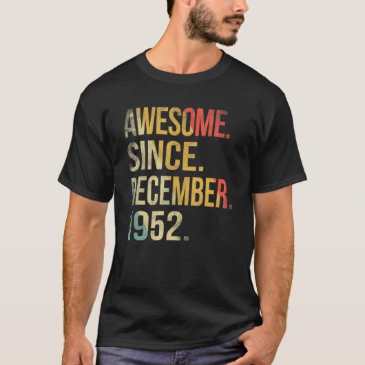 70 jaar oud Geweldige sinds december 1952 70e milj T-shirt (Voorkant)