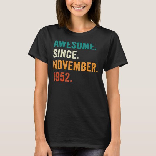 70 jaar oud Geweldige sinds november 1952 70e milj T-shirt (Voorkant)
