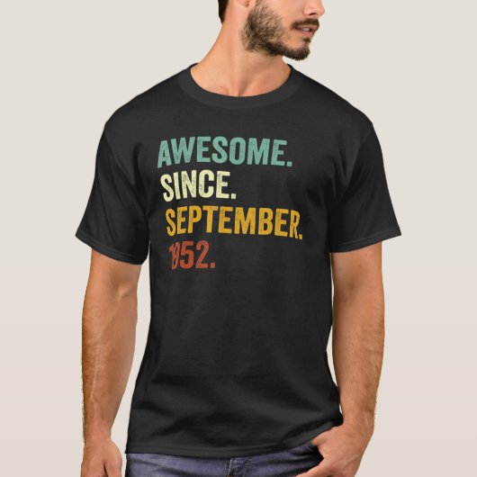 70 jaar oud Geweldige sinds september 1952 70e mil T-shirt (Voorkant)