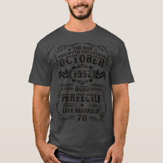 70 jaar oud oktober 1952 Man Myth Legend 70th Bir T-shirt