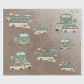 70 jaar oud, retro bussen en bromfietsen, 60 jaar cadeaupapier (Vlak)