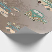 70 jaar oud, retro bussen en bromfietsen, 60 jaar cadeaupapier (Hoek)