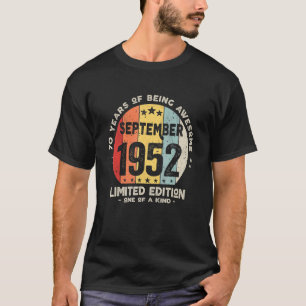 70 jaar oud september 1952 70e verjaardag t-shirt