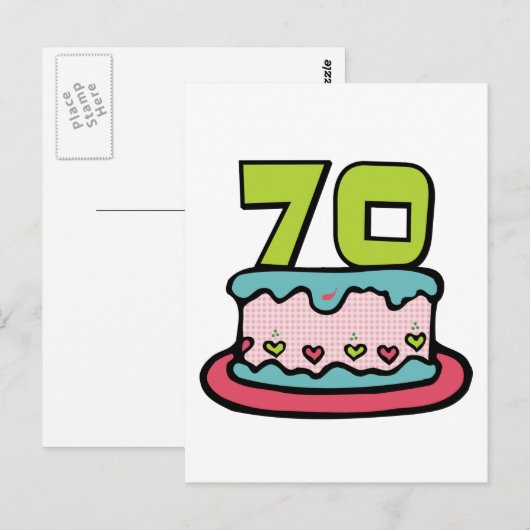 70 jaar oude Birthday Cake Briefkaart (Voorkant / Achterkant)