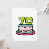 70 jaar oude Birthday Cake Kaart (Voorkant / Achterkant in situ)