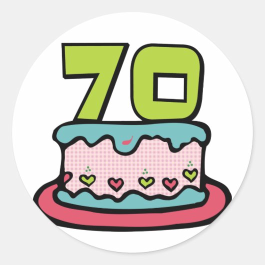 70 jaar oude Birthday Cake Ronde Sticker (Voorkant)