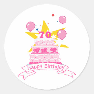 70 jaar oude Birthday Cake Ronde Sticker