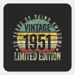 70 jaar oude geschenken 1951 geboortedag vierkante sticker