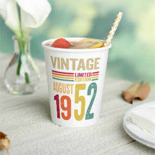 70 jaar oude geschenken  augustus 1952 - 70e dag B Papieren Bekers