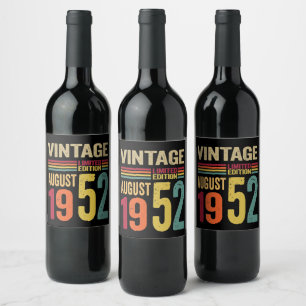 70 jaar oude geschenken  augustus 1952 - 70e dag B Wijn Etiket