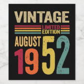 70 jaar oude geschenken augustus 1952 - 70e dag B Wijn Etiket (Enkel label)
