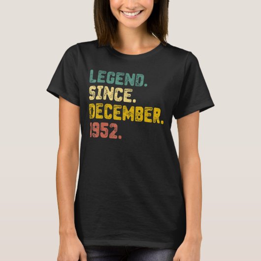 70 jaar oude leggende sinds december 1952 70e gebo t-shirt (Voorkant)