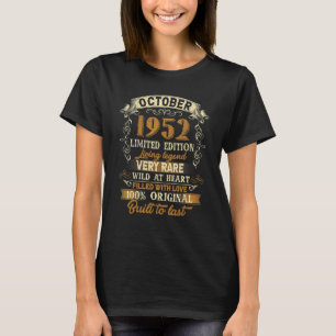 70 jaar oude Vintage oktober 1952 70ste verjaardag T-shirt