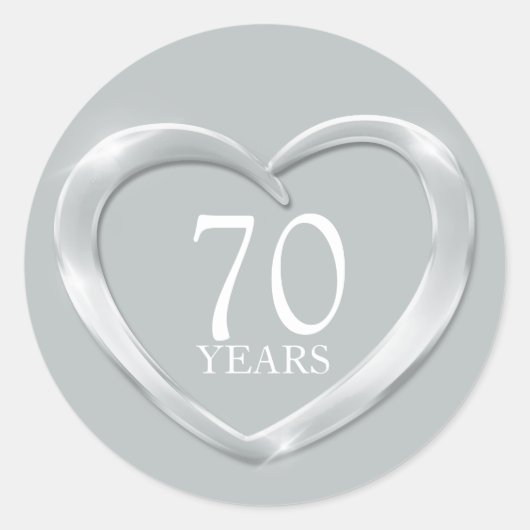 70 jaar Platinum Anniversary Heart sticker (Voorkant)
