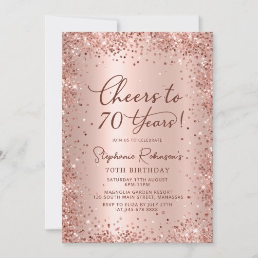 70 jaar Roos Gold 70e verjaardag Kaart (Voorkant)