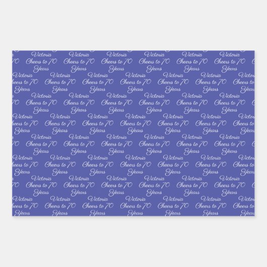 70 jaar roze lavendel 70ste verjaardag inpakpapier vel (Voorkant 3)