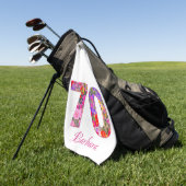 70 jaar verjaardagsfeestje bloemen roze golfhanddo golfhanddoek (Groen)