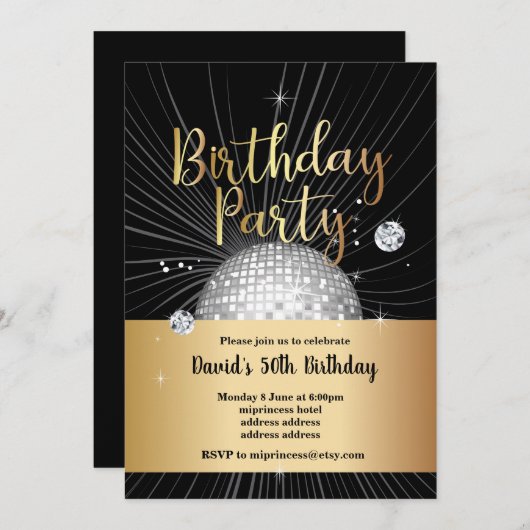 70-jarige feestdag, disco party kaart (Voorkant / Achterkant)